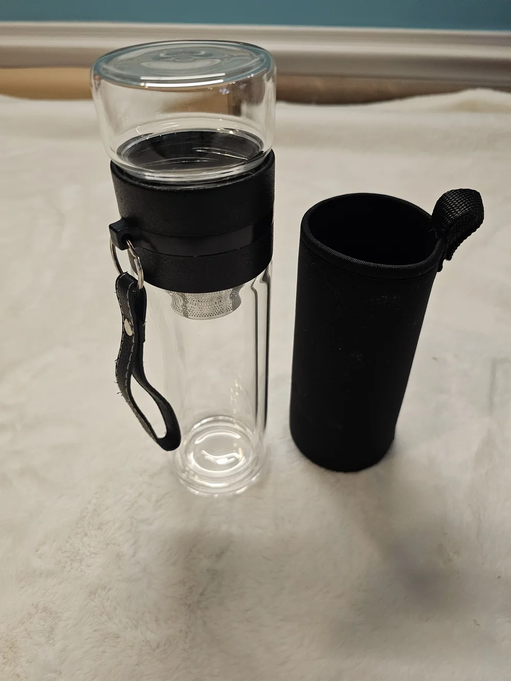 Double Walled Glass Tea Infuser Bottle With Extra Cover